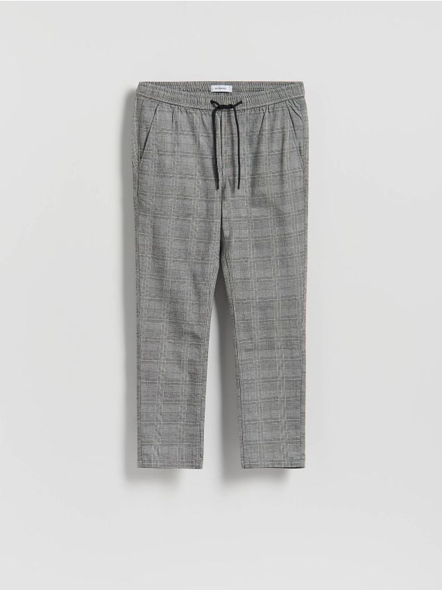 Reserved - Spodnie slim fit w kratę - jasnoszary