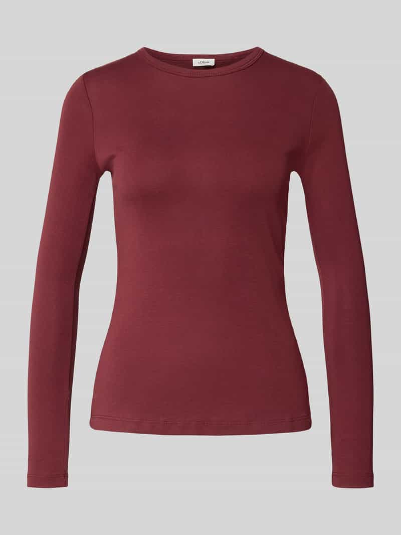 Bluzka z długim rękawem o kroju slim z czystej bawełny