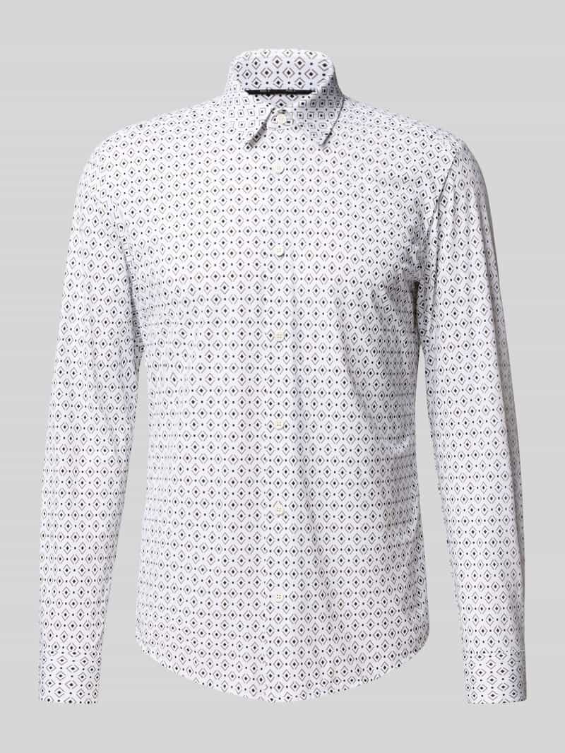 Koszula biznesowa o kroju slim fit ze wzorem na całej powierzchni model ‘P-ROAN’