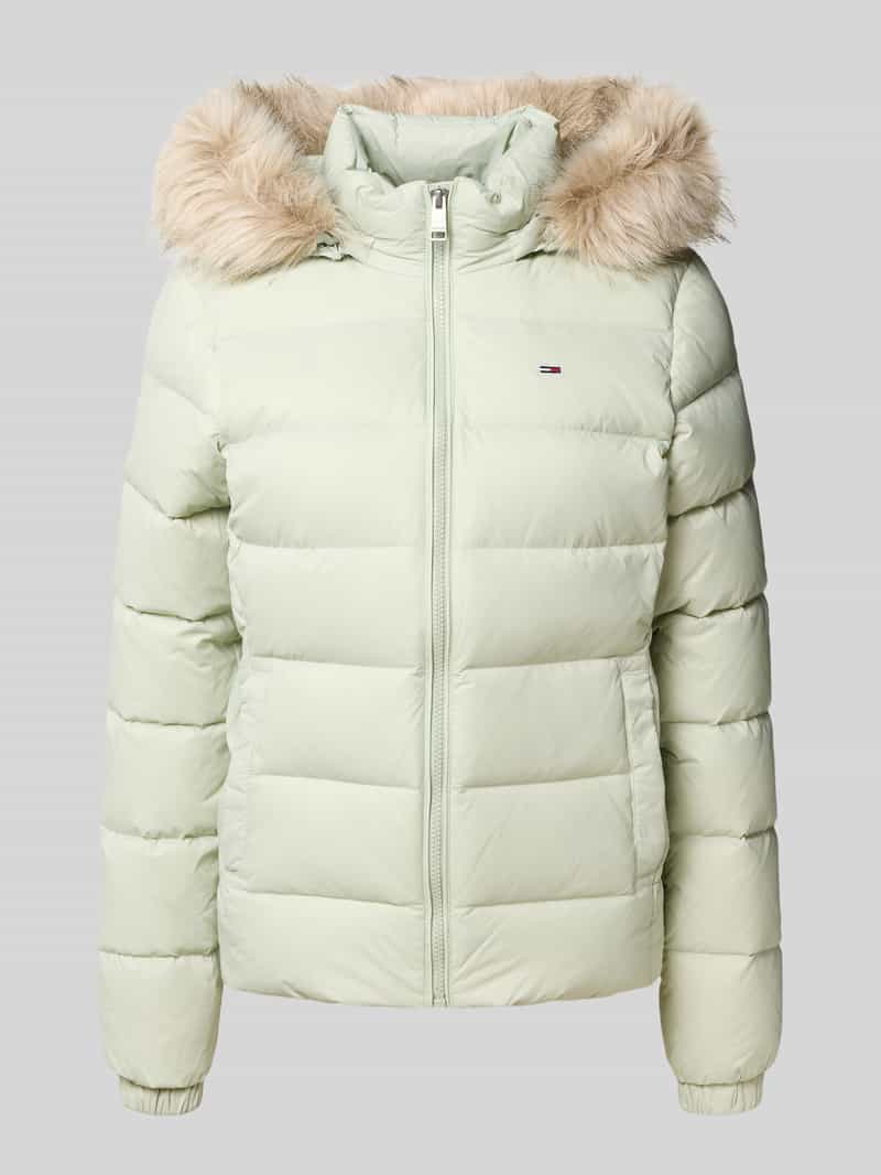 Kurtka puchowa o kroju shaped fit z wyhaftowanym logo