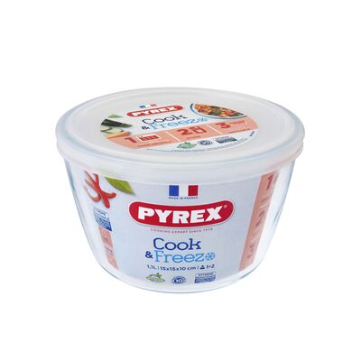Pojemnik żaroodporny okrągły z plastikową pokrywką 1,1 l CookFreeze PYREX