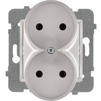 Gniazdo wtyczkowe podwójne bez uziemienia bez ramki rosa GP-2Q/M