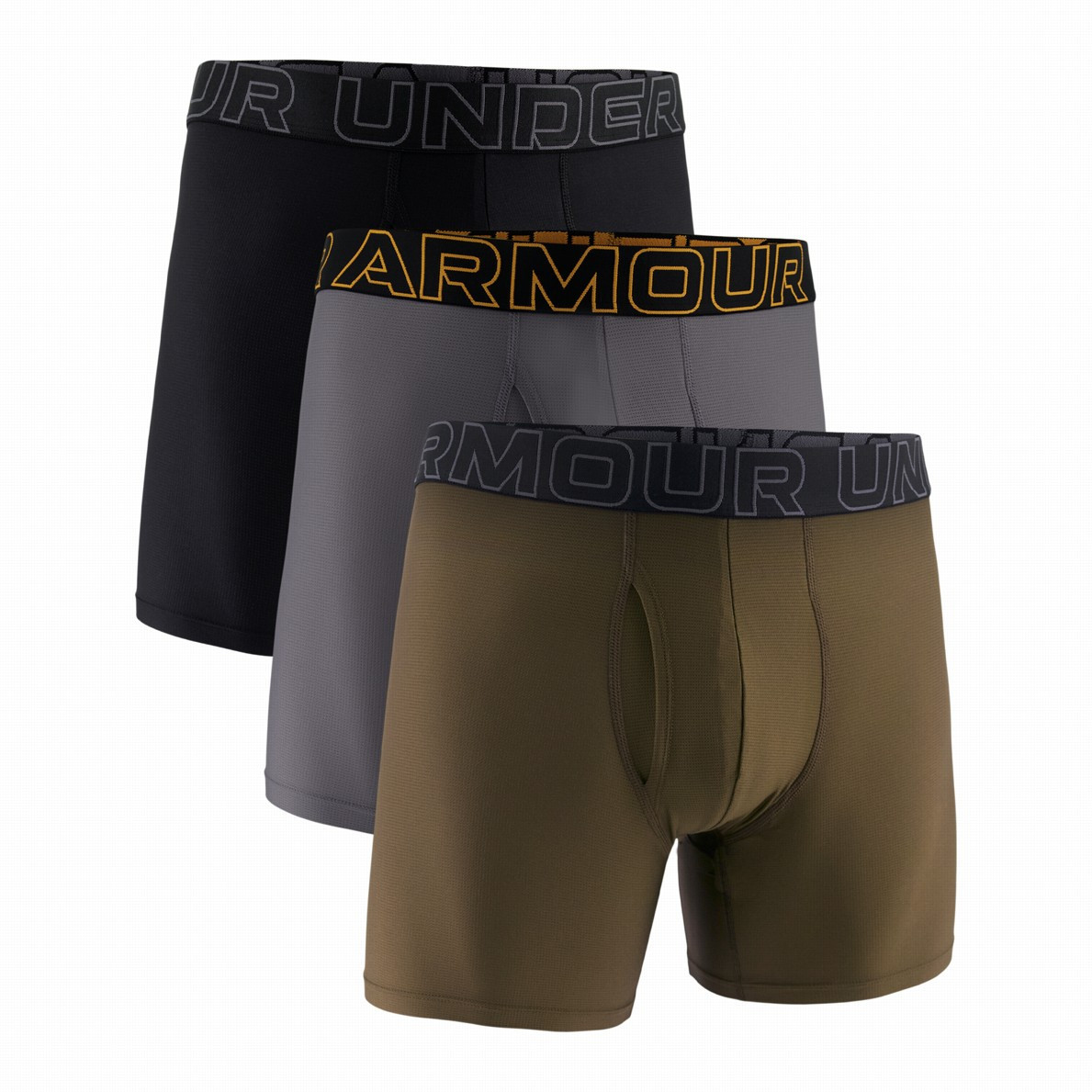 Męskie bokserki Under Armour UA Performance Tech Mesh - Solid 6in 3PK Rozmiar: M / Kolor: zielony