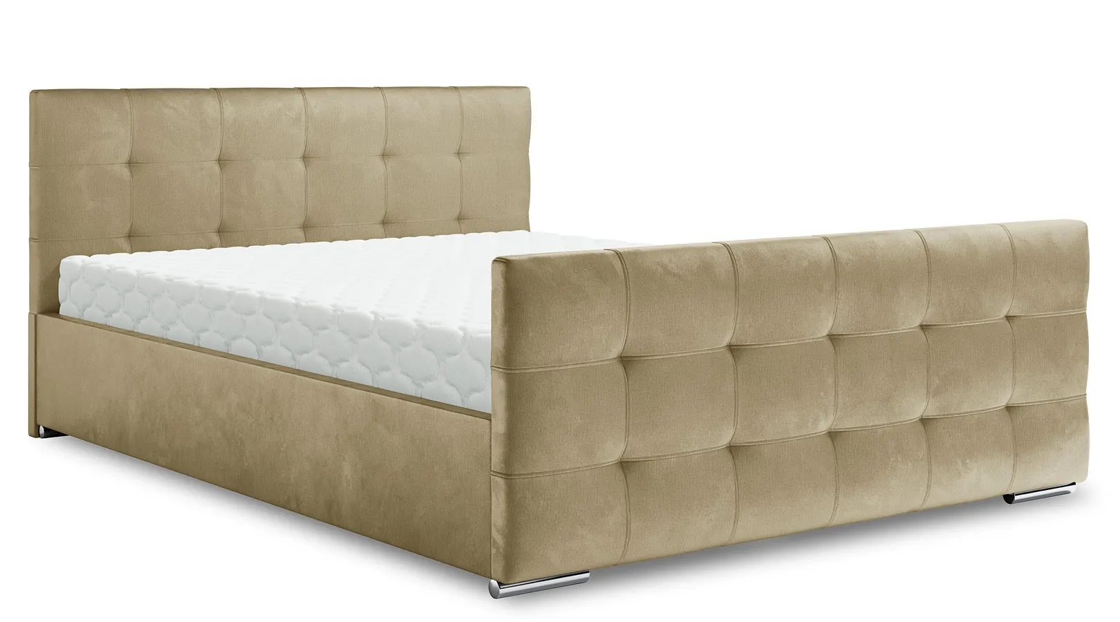 Beżowe nowoczesne pikowane łóżko 5 rozmiarów - Velmonte