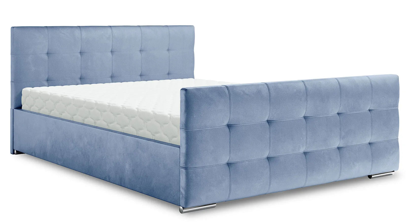 Niebieskie tapicerowane łóżko welurowe 5 rozmiarów - Velmonte