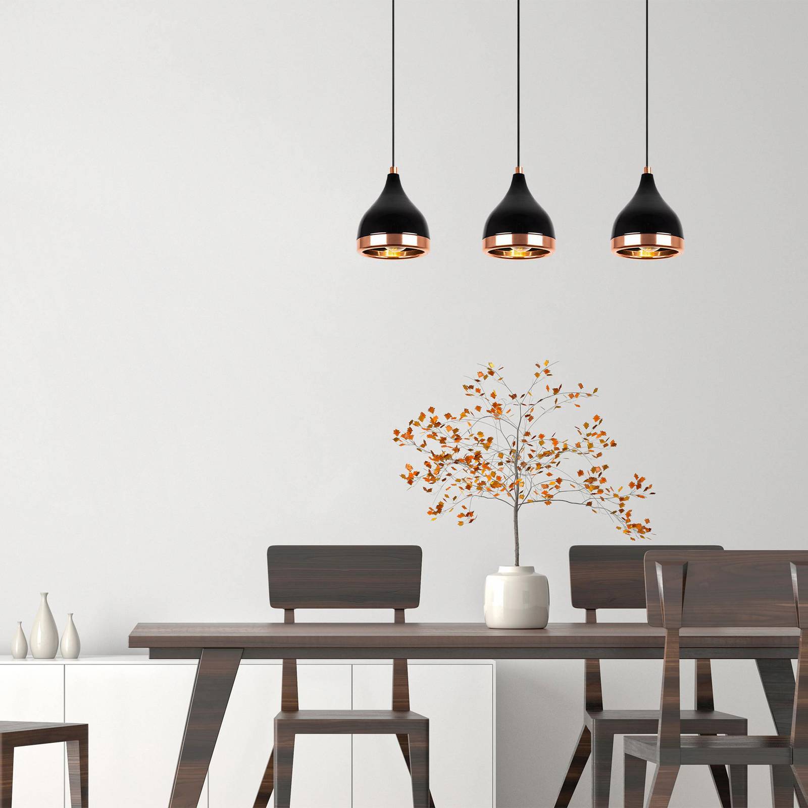 Lampa wisząca Yildo Opviq, możliwość ściemniania, czarny, salon / jadalnia, metal
