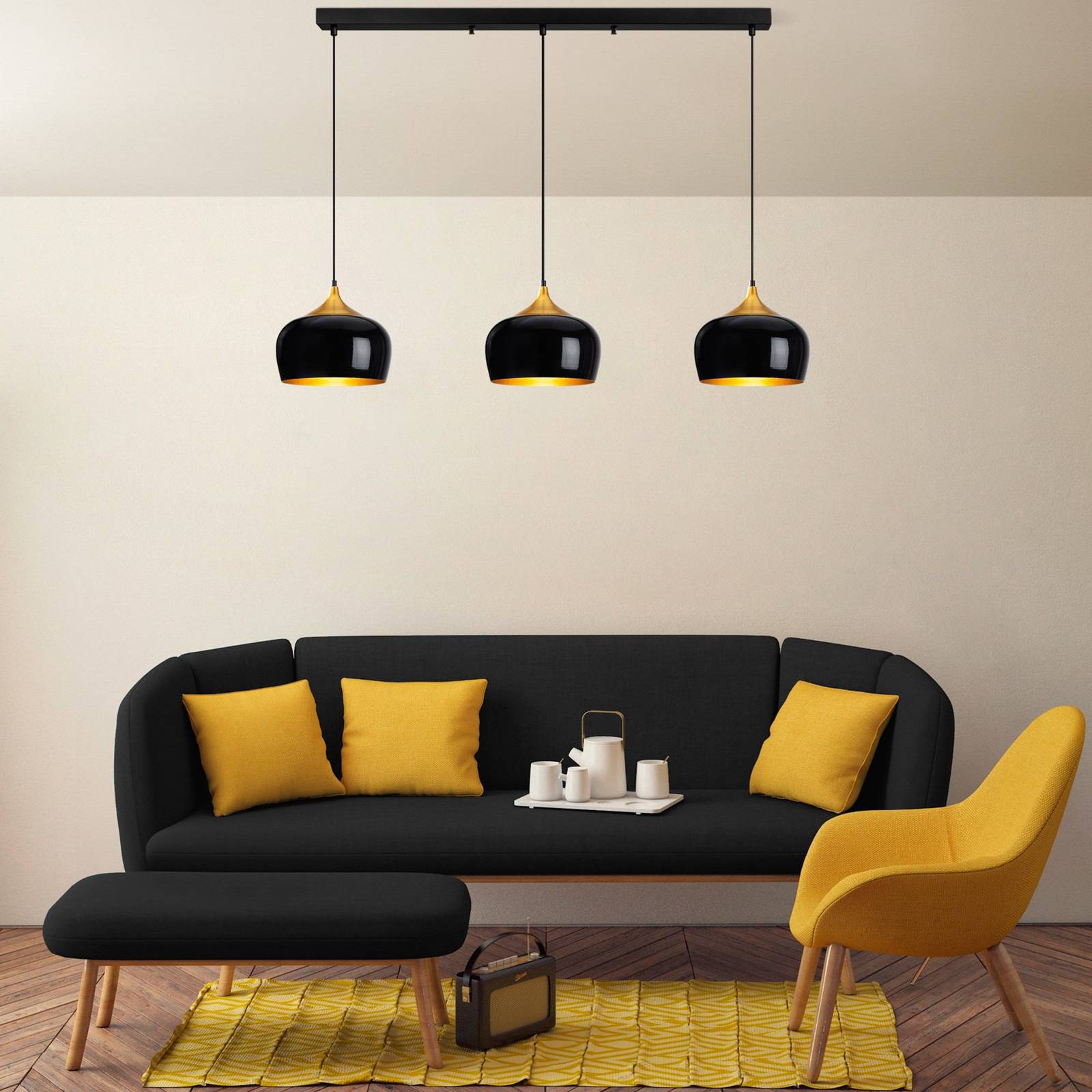 Lampa wisząca Berceste Opviq, możliwość ściemniania, czarny, salon / jadalnia, metal