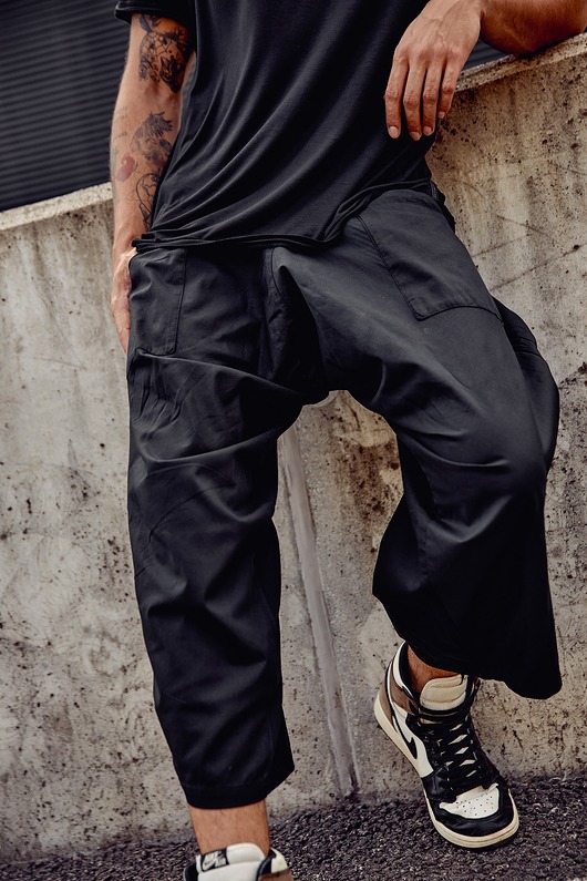 Szerokie bawełniane spodnie Wietnam czarne