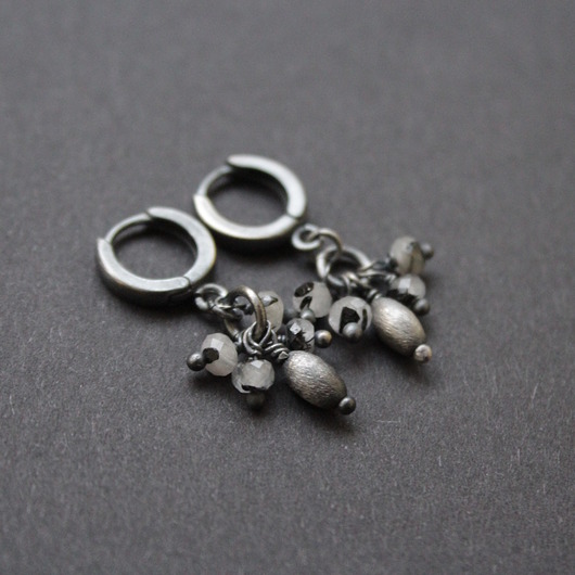 Kolczyki kwarc z czarnym turmalinem