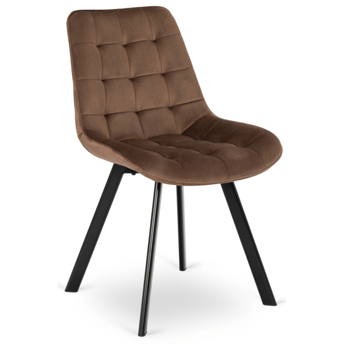 Krzesło Tapicerowane do Salonu RICK Brązowe Welurowe Nowoczesne Loft
