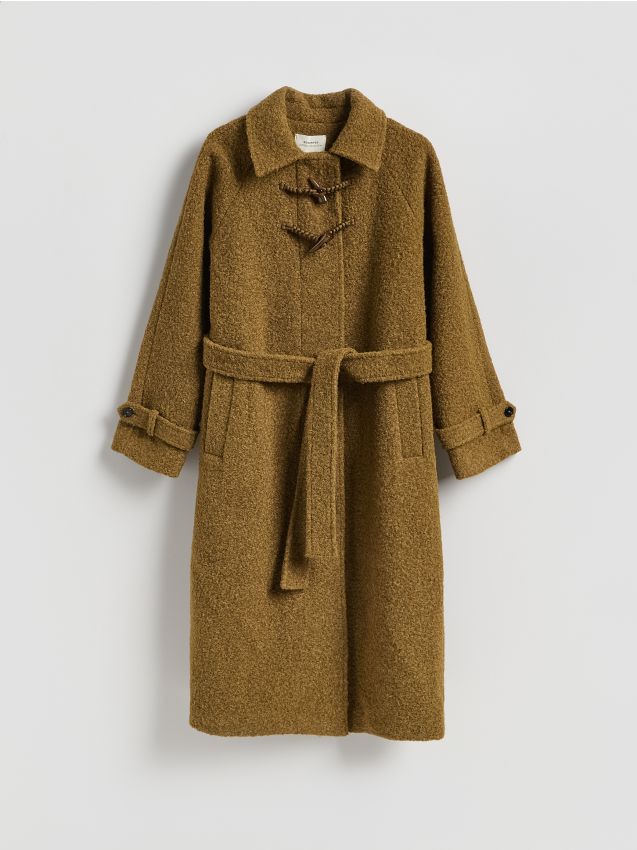 Reserved - Płaszcz z wiązaniem - oliwkowy