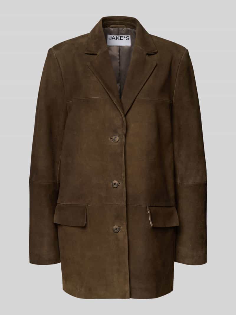 Kurtka skórzana z kołnierzem z połami i kieszeniami z patką