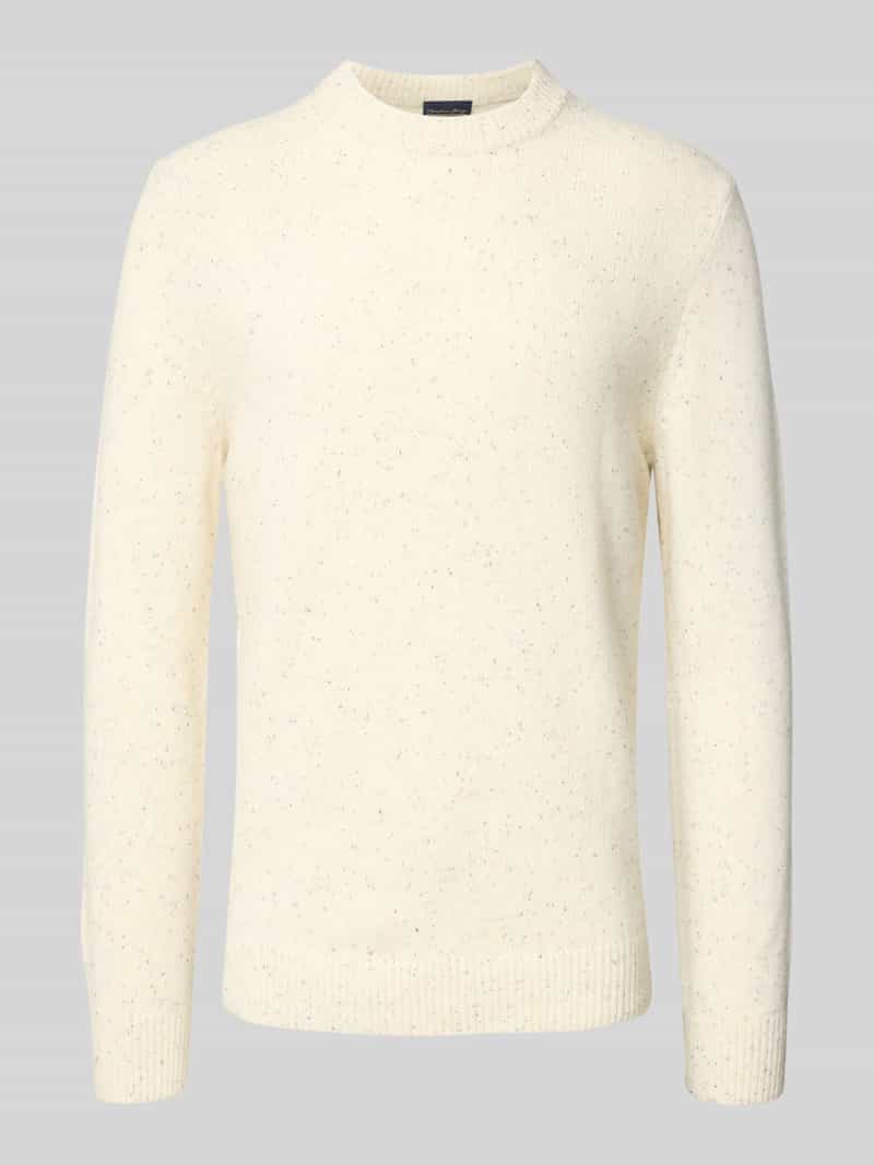 Sweter z dzianiny z mieszanki wełny lana z okrągłym dekoltem