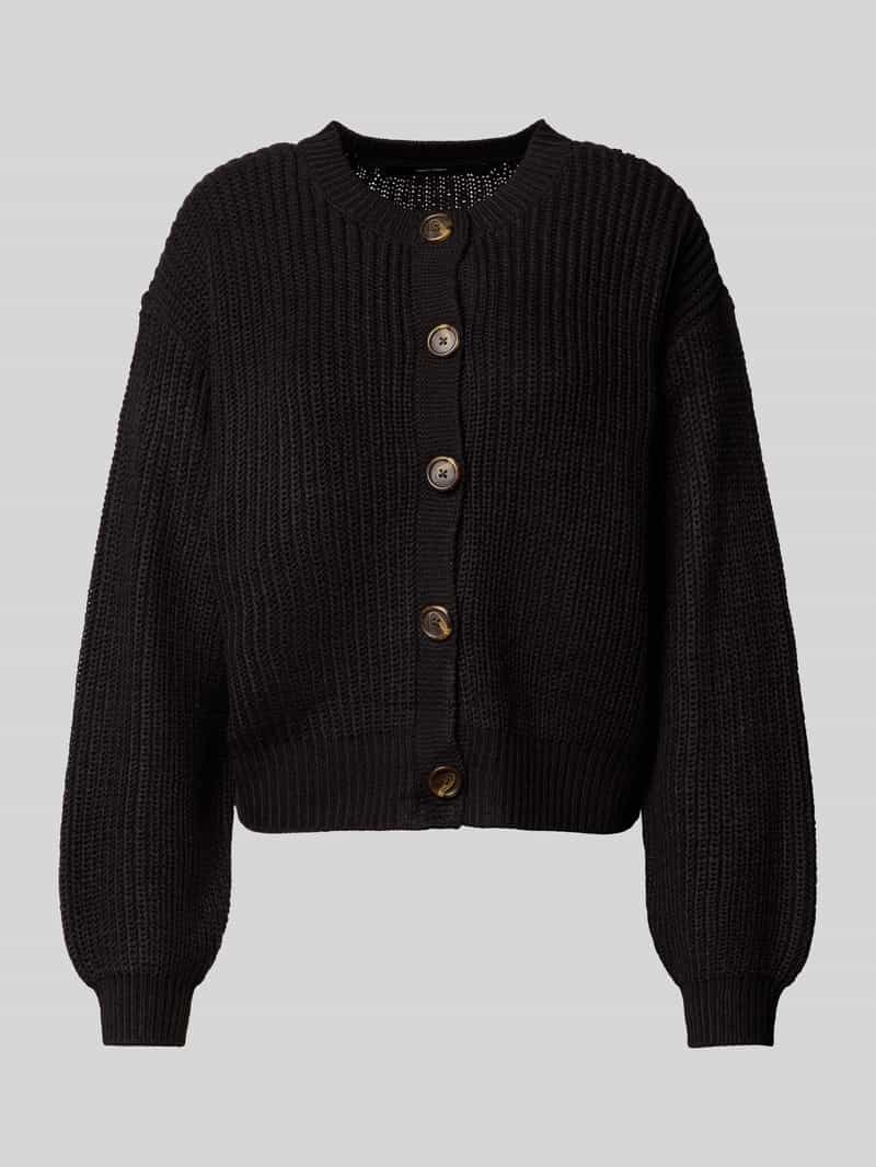 Kurtka z dzianiny o kroju relaxed fit z jednorzędową listwą guzikową model ‘LEA’