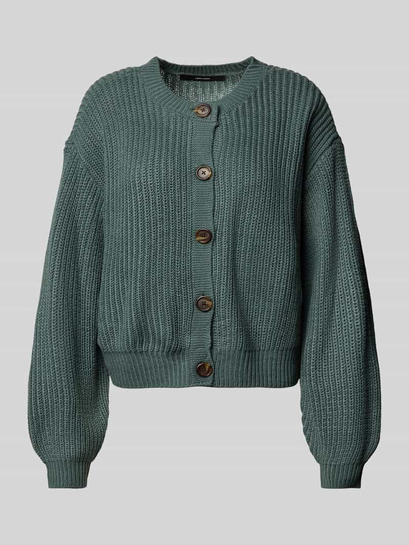 Kurtka z dzianiny o kroju relaxed fit z jednorzędową listwą guzikową model ‘LEA’