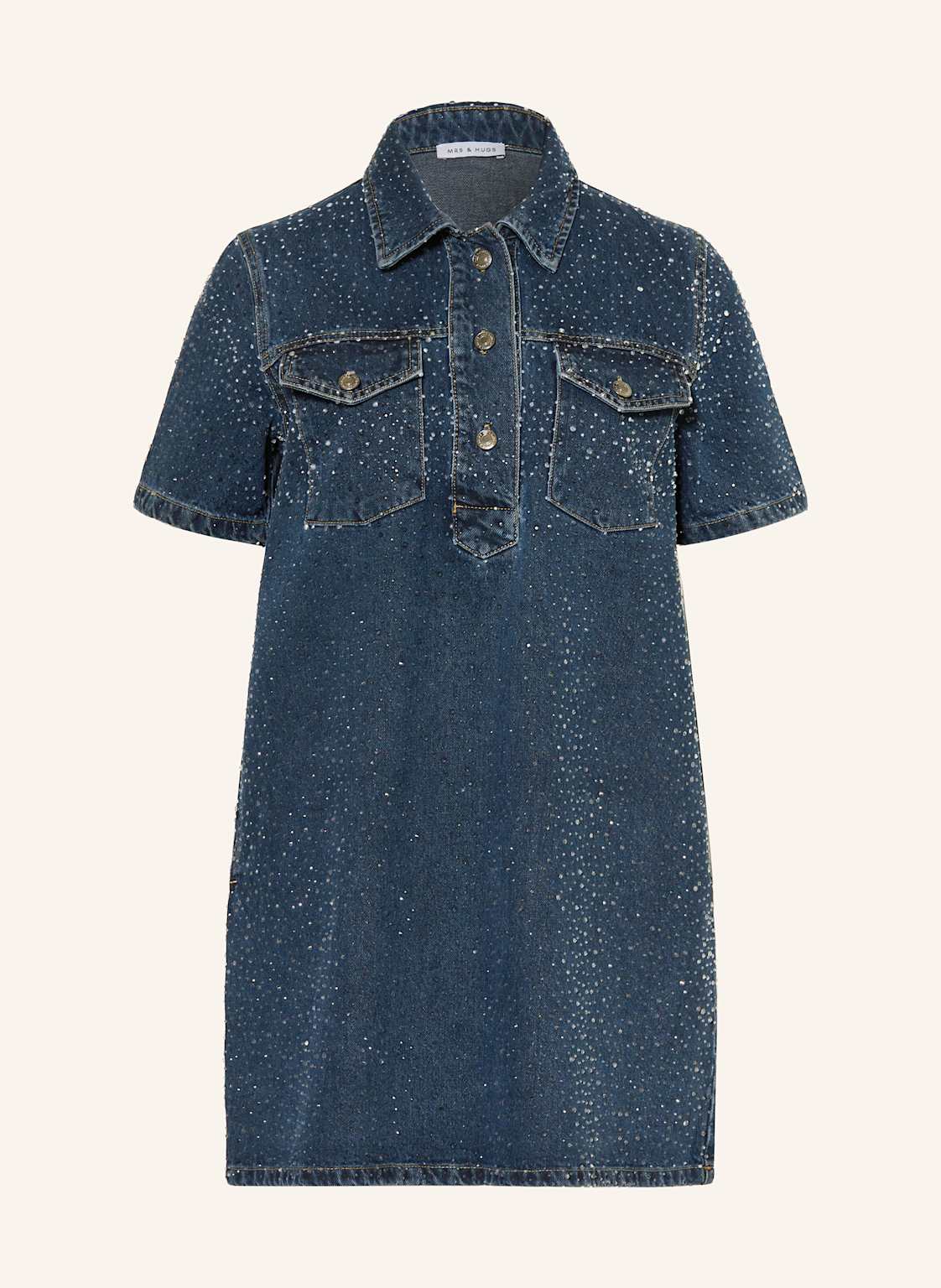 Mrs & Hugs Sukienka Jeansowa Z Ozdobnymi Kamykami blau