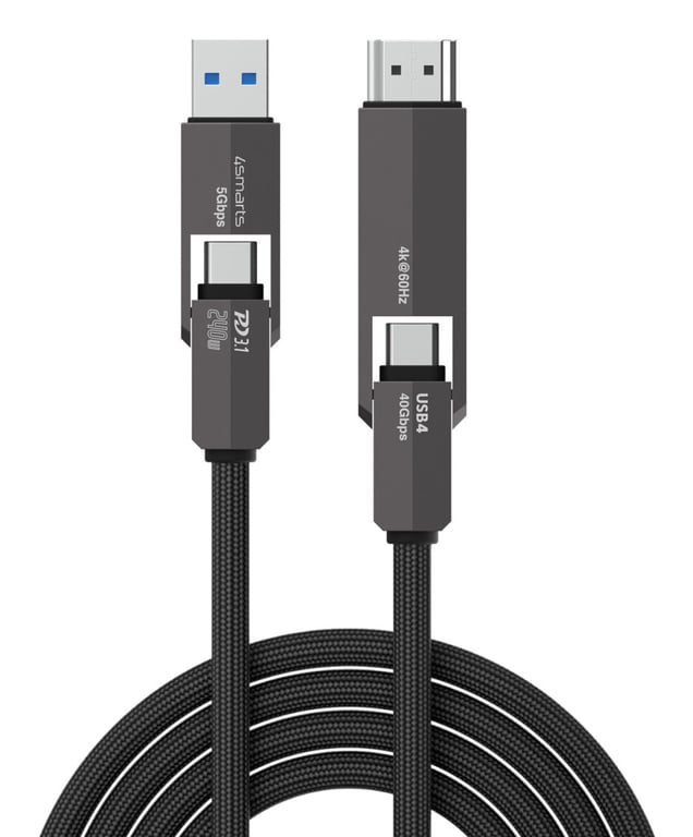 4smarts 549240 kabel USB USB4 Gen 3x2 1,5 m USB C Czarny