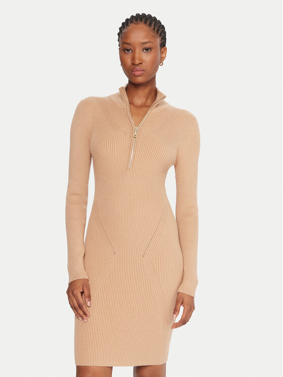 Guess Sukienka codzienna W5BK45 Z0572 Beżowy Slim Fit