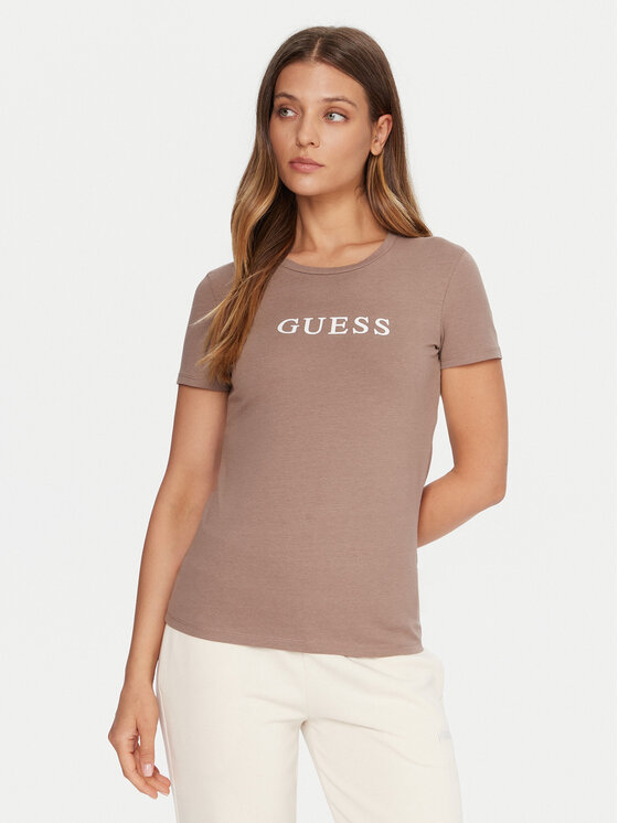 Guess T-Shirt O5RI01 KBBU1 Beżowy Regular Fit
