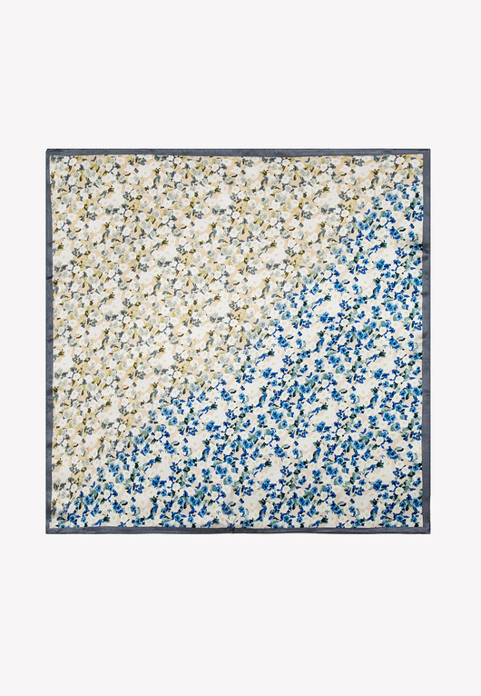 Mała apaszka damska jedwabna w kwiaty 53 cm x 53 cm