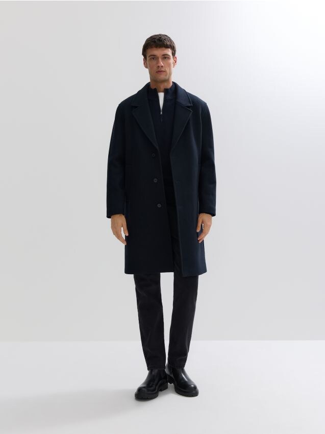 Reserved - Płaszcz z wełną - granatowy