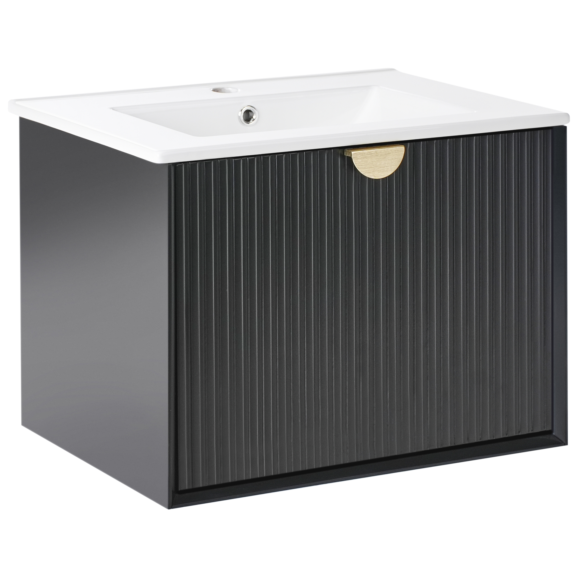 Szafka łazienkowa wisząca z umywalką BONAIRE 60 cm 43 cm Czarny