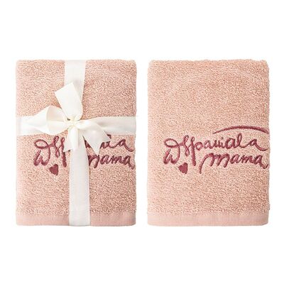 Ręcznik Wspaniała mama 50 x 90 cm pudrowy różowy