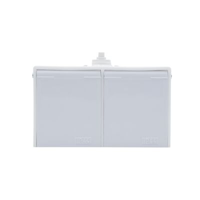 Gniazdo hermetyczne podwójne z uziemieniem GH-2Z biały klapka