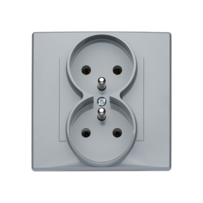 Gniazdo podwójne z uziemieniem milano popiel