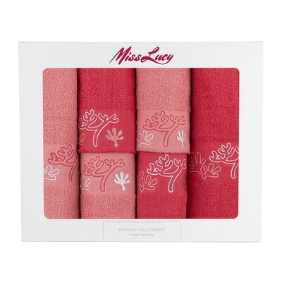 Ręczniki Miss Lucy zestaw 6 ręczników 3 wielkości malinowy