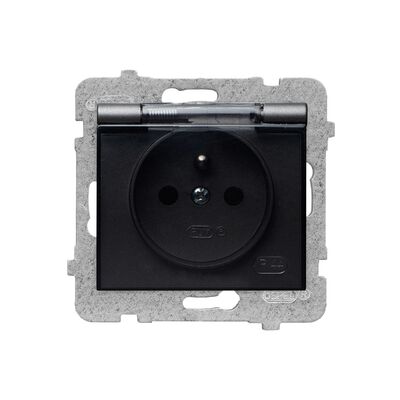Gniazdo hermetyczne pojedyncze z uziemieniem GPH-1DZ/m bez ramki grafit mat sigma