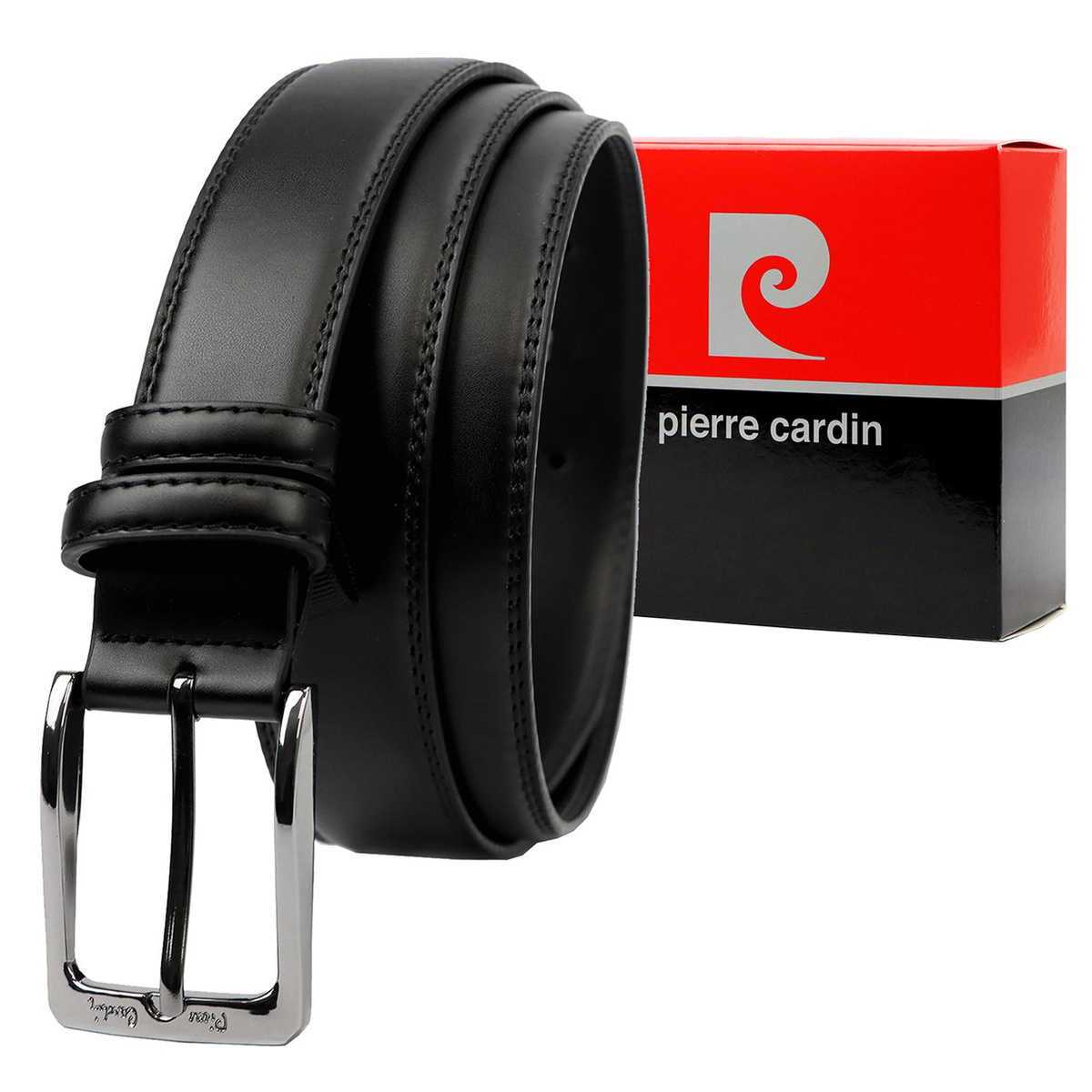 Klasyczny męski pasek do spodni ze skóry naturalnej marki Pierre Cardin