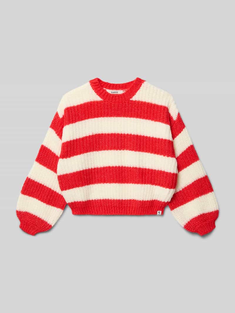 Sweter z dzianiny z prążkowanymi wykończeniami