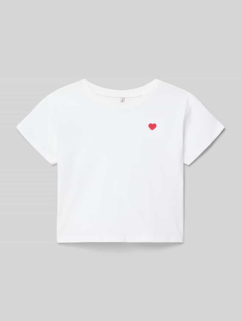 T-shirt o kroju regular fit z czystej bawełny model ‘MAIKEN LIFE HEART’