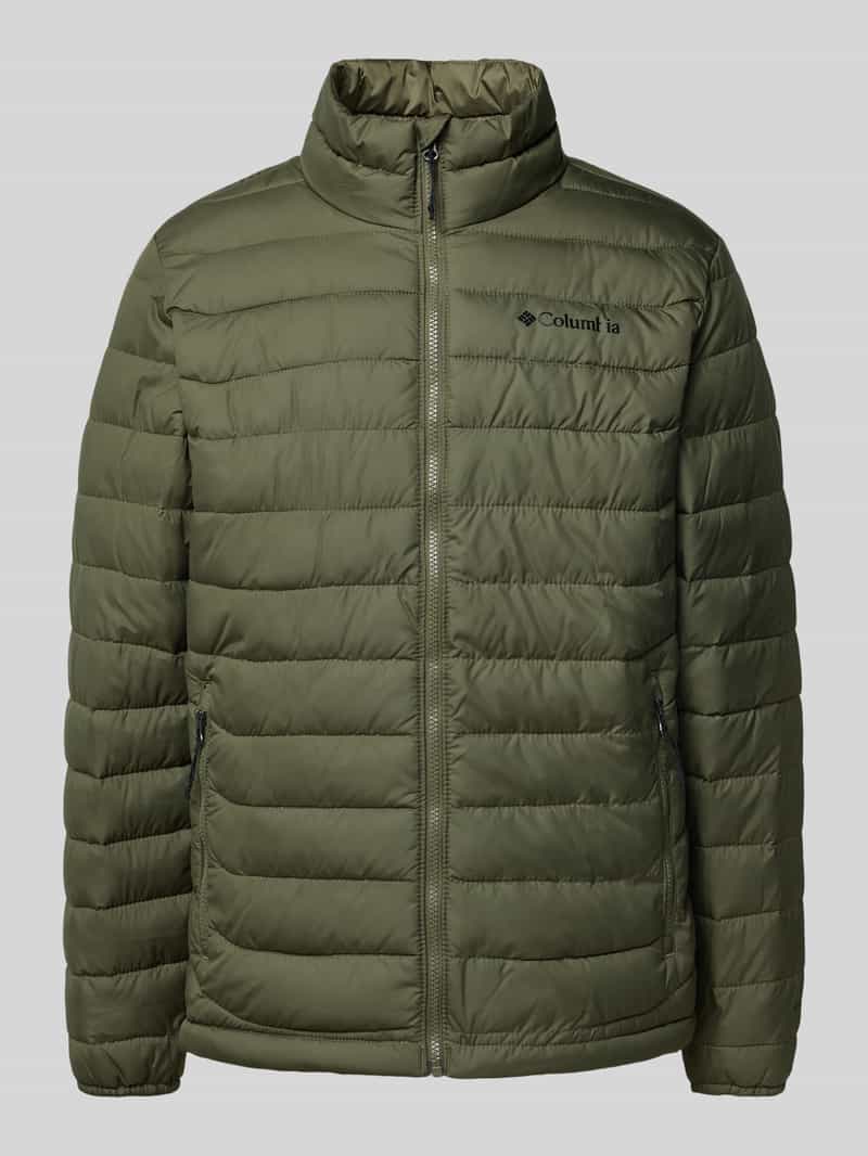 Pikowana kurtka z kapturem z nadrukiem z logo