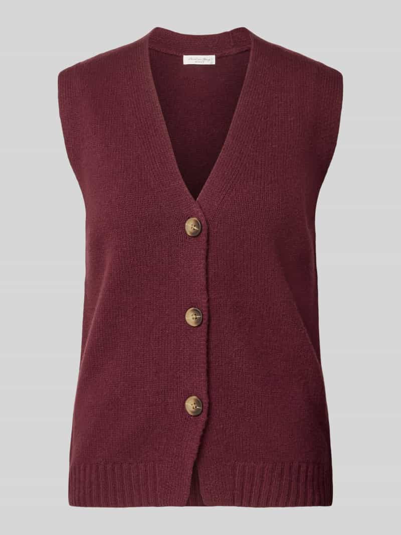 Kamizelka z dzianiny z wełny z dekoltem w serek