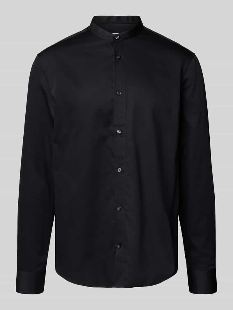 Koszula biznesowa o kroju relaxed fit ze stójką