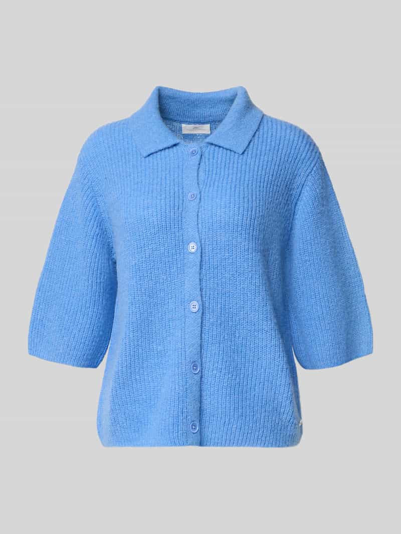 Kardigan z dzianiny z wykładanym kołnierzem