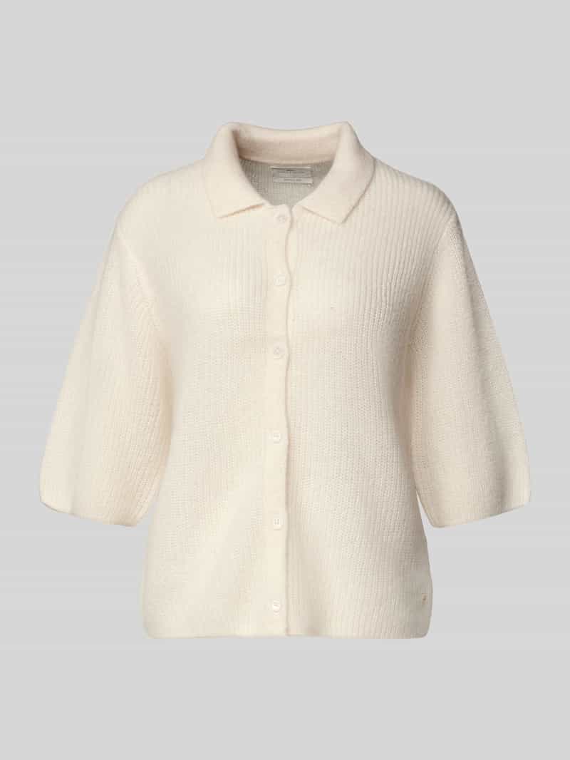 Kardigan z dzianiny z wykładanym kołnierzem