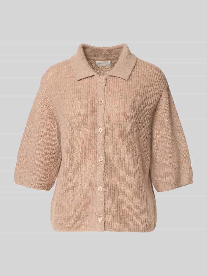 Kardigan z dzianiny z wykładanym kołnierzem