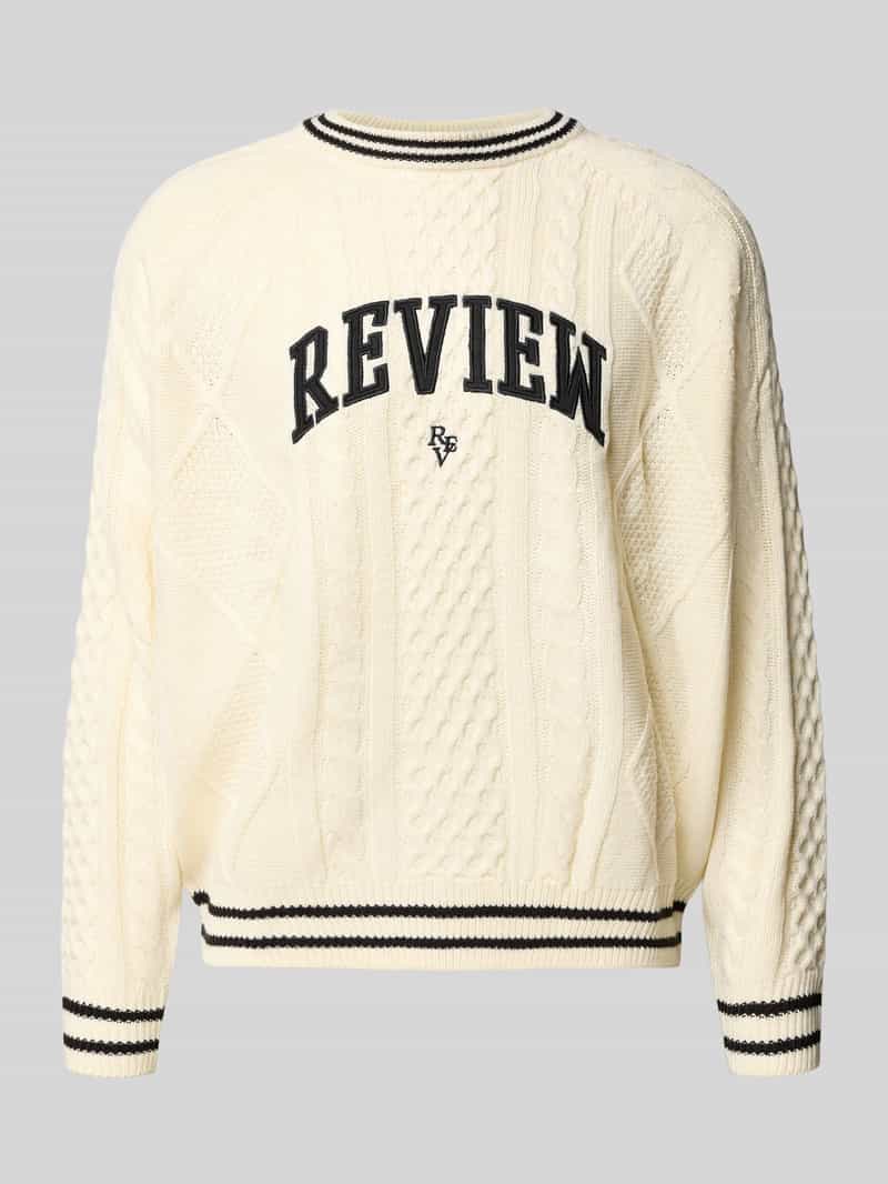 Sweter z dzianiny z wyhaftowanym logo