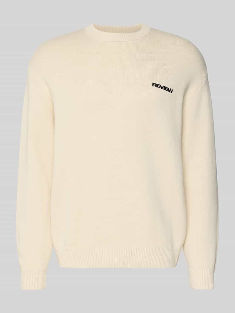 Sweter z dzianiny z wyhaftowanym logo