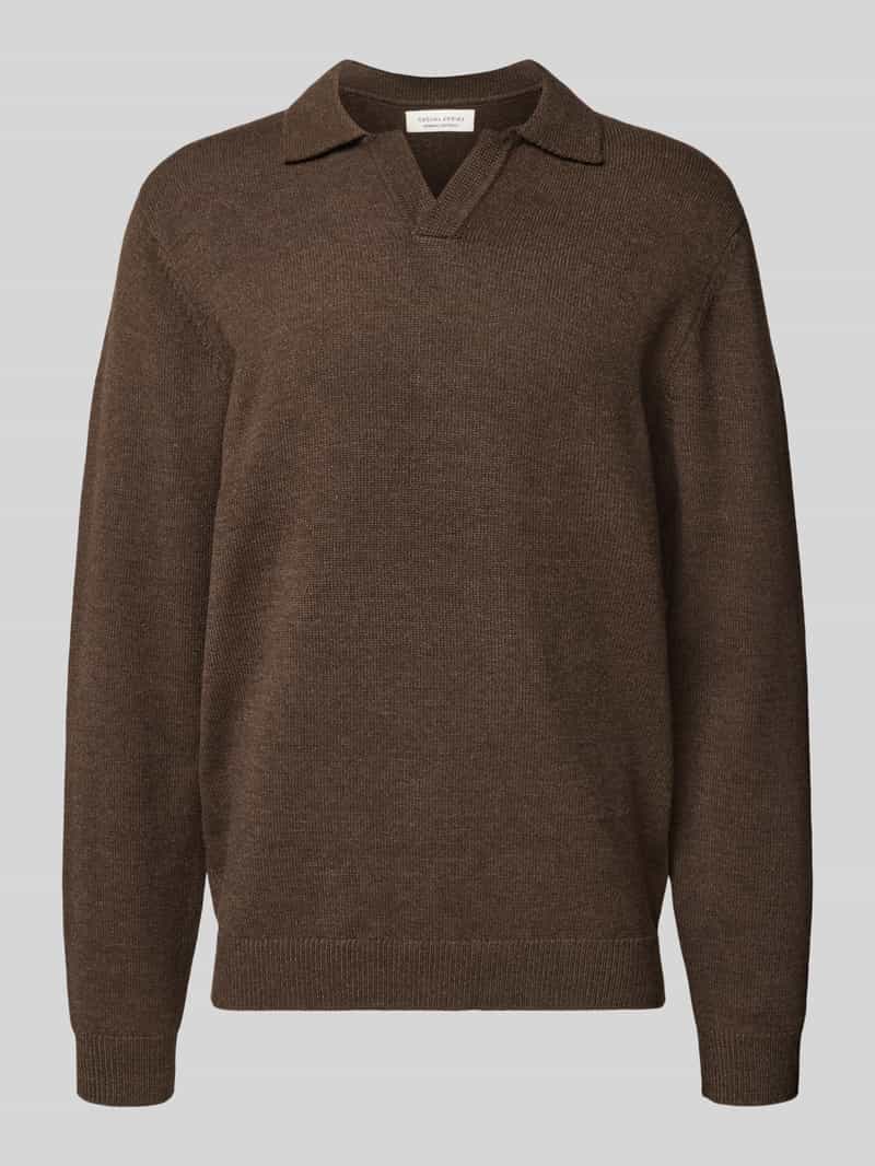 Bluzka o kroju regular fit z długim rękawem i kołnierzykiem polo model ‘Karl’