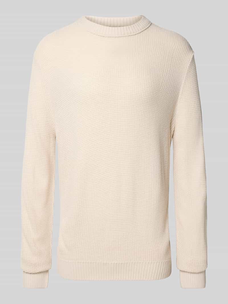 Sweter z dzianiny z okrągłym dekoltem model ‘ROY’
