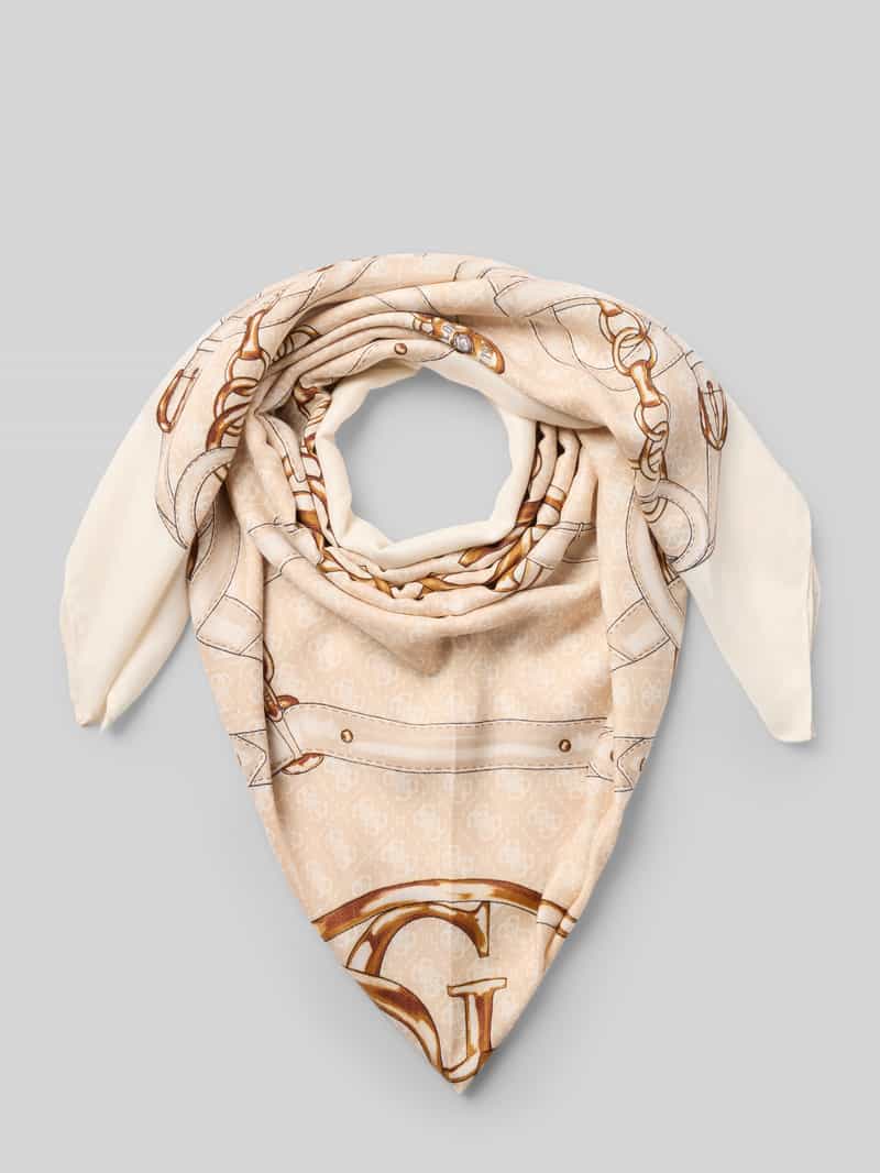 Szal z nadrukiem z logo model ‘Noelle’