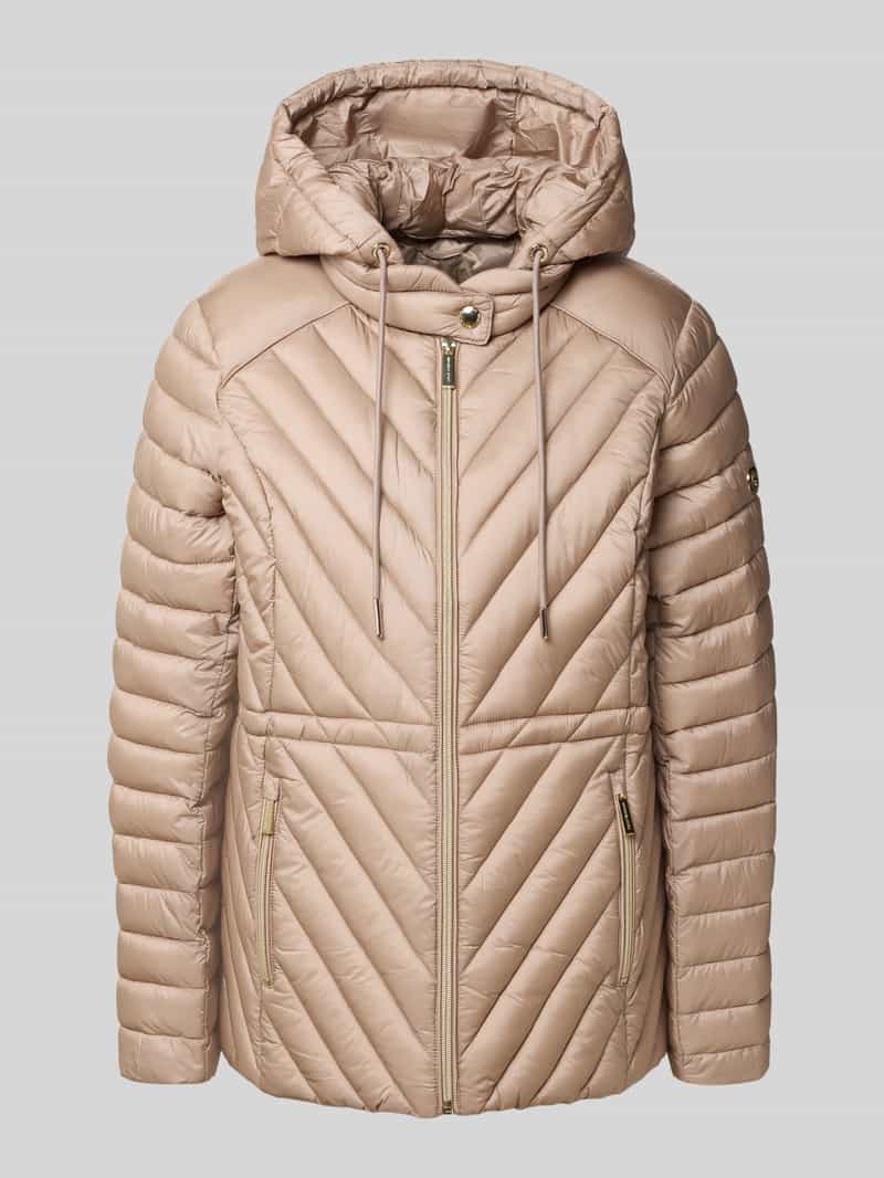 Kurtka pikowana o kroju regular fit z kapturem model ‘Chevron’