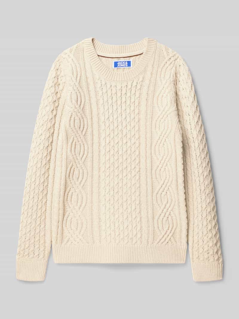 Sweter z dzianiny o kroju regular fit z fakturowanym wzorem model ‘Sean’