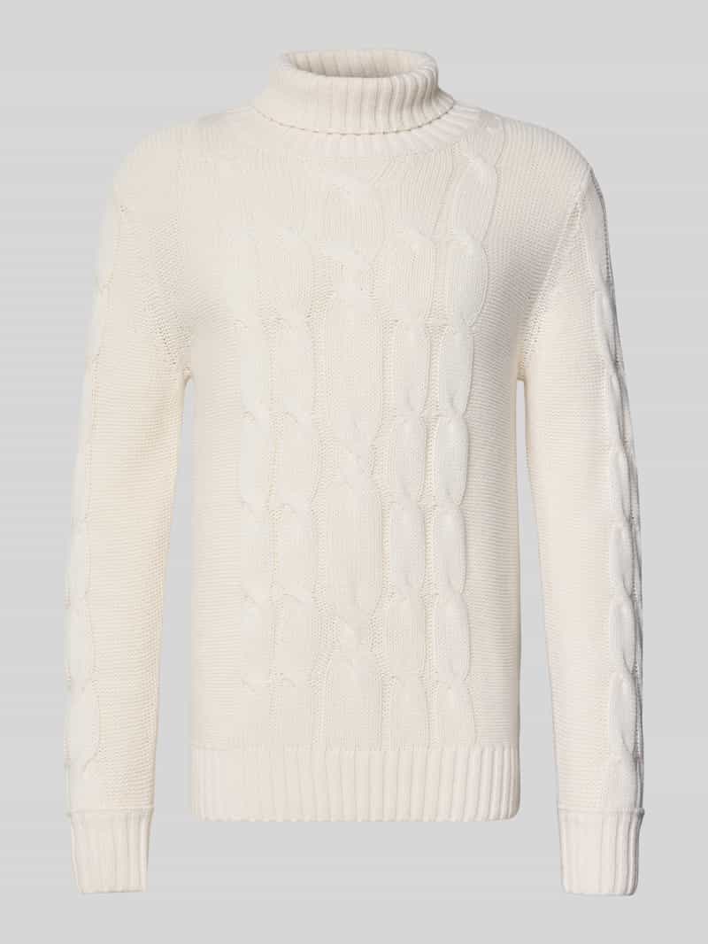 Sweter z dzianiny z wzorem warkocza