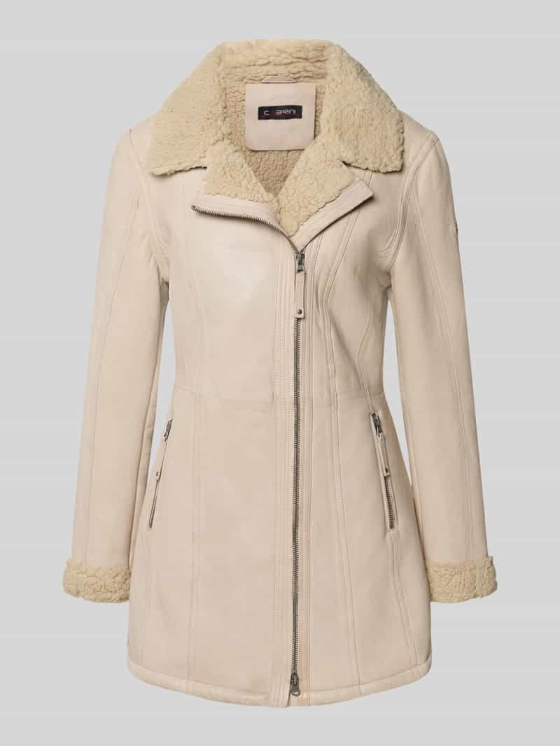 Kurtka skórzana z futerkiem i dwustronnym zamkiem błyskawicznym