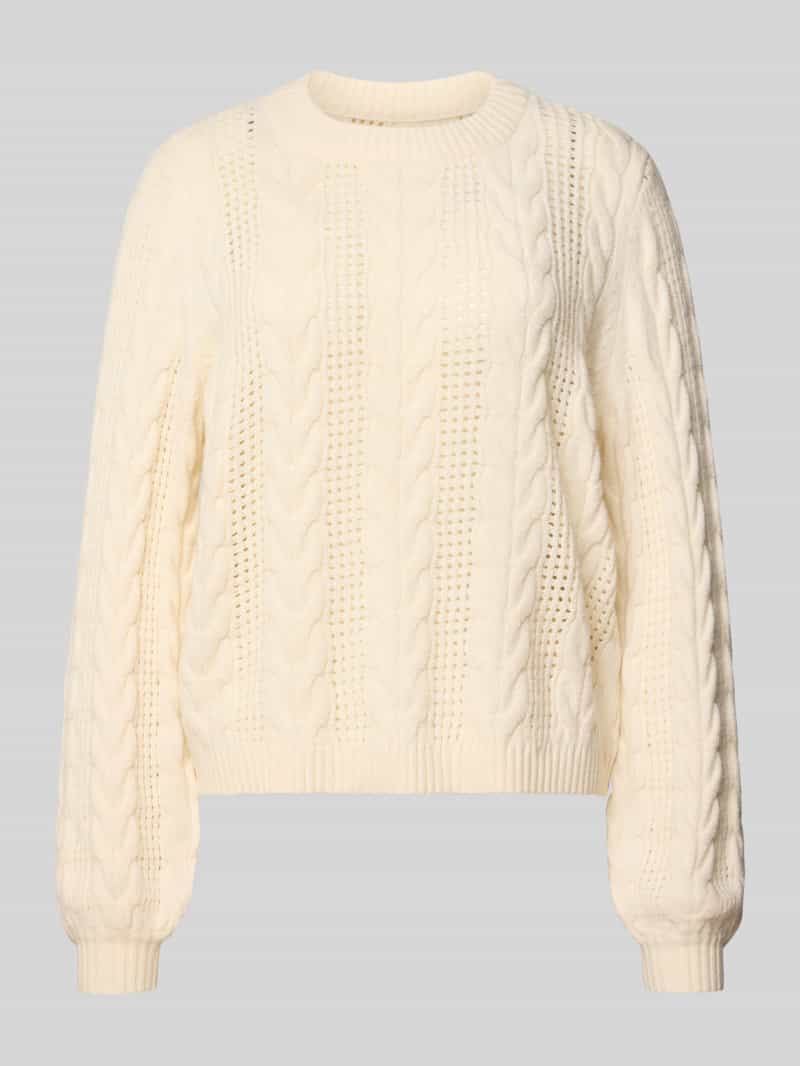 Sweter z dzianiny o kroju regular fit z mieszanki wiskozy model ‘RUBINA’